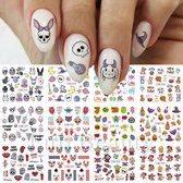 12 Stuks Nagelstickers – Funny – Grappige Icoontjes voor Halloween – Nail Art Stickers