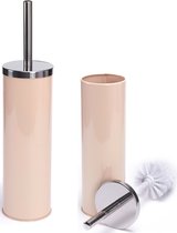 MSV Toiletborstel - houder/wc-borstel - 2x - metaal - beige - 38 cm