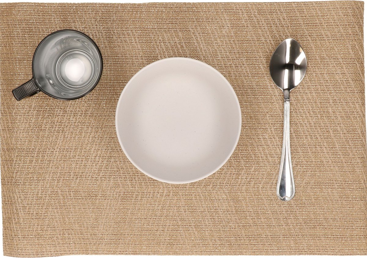 Svenska living Placemats - 12x stuks - goud - polyester - 45 x 30 cm