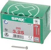 Spax Spaanplaatschroef cilinderkop verzinkt T-Star PZ1 3.0x25mm (per 1000 stuks)