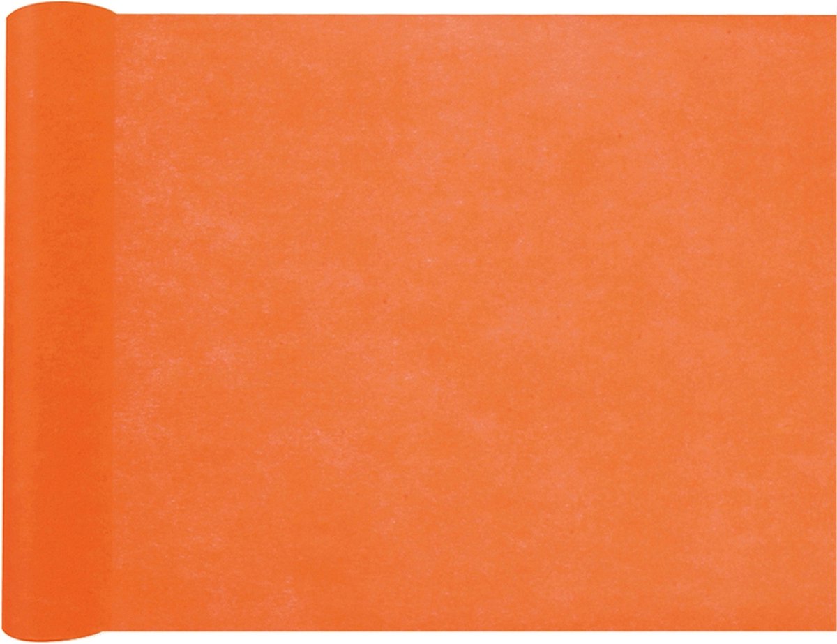 Santex Feest tafelloper op rol - 2x - oranje - 30 cm x 10 m - non woven polyester