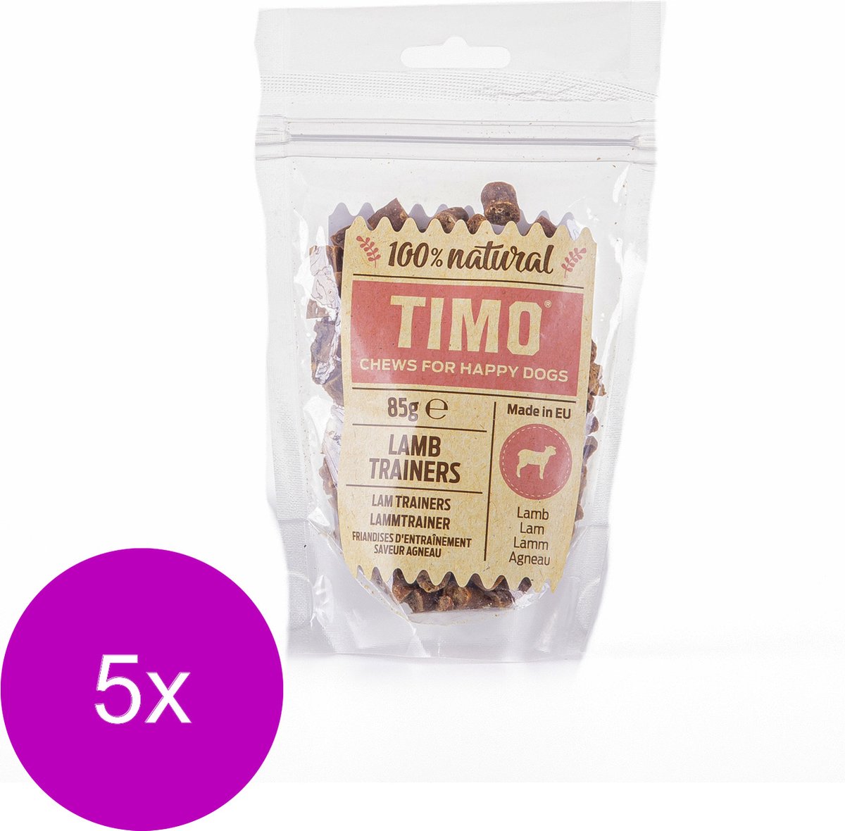 Timo Trainers Lam - Hondensnacks - 5 x 85 g