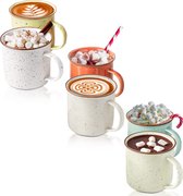 Gespikkelde kampvuurstijl mokken - set van 6 - 14 oz - gezellige kleuren - koffiekopjes - camping koffiemokken - keramiek | glazuur - gebruik voor thee/warme dranken