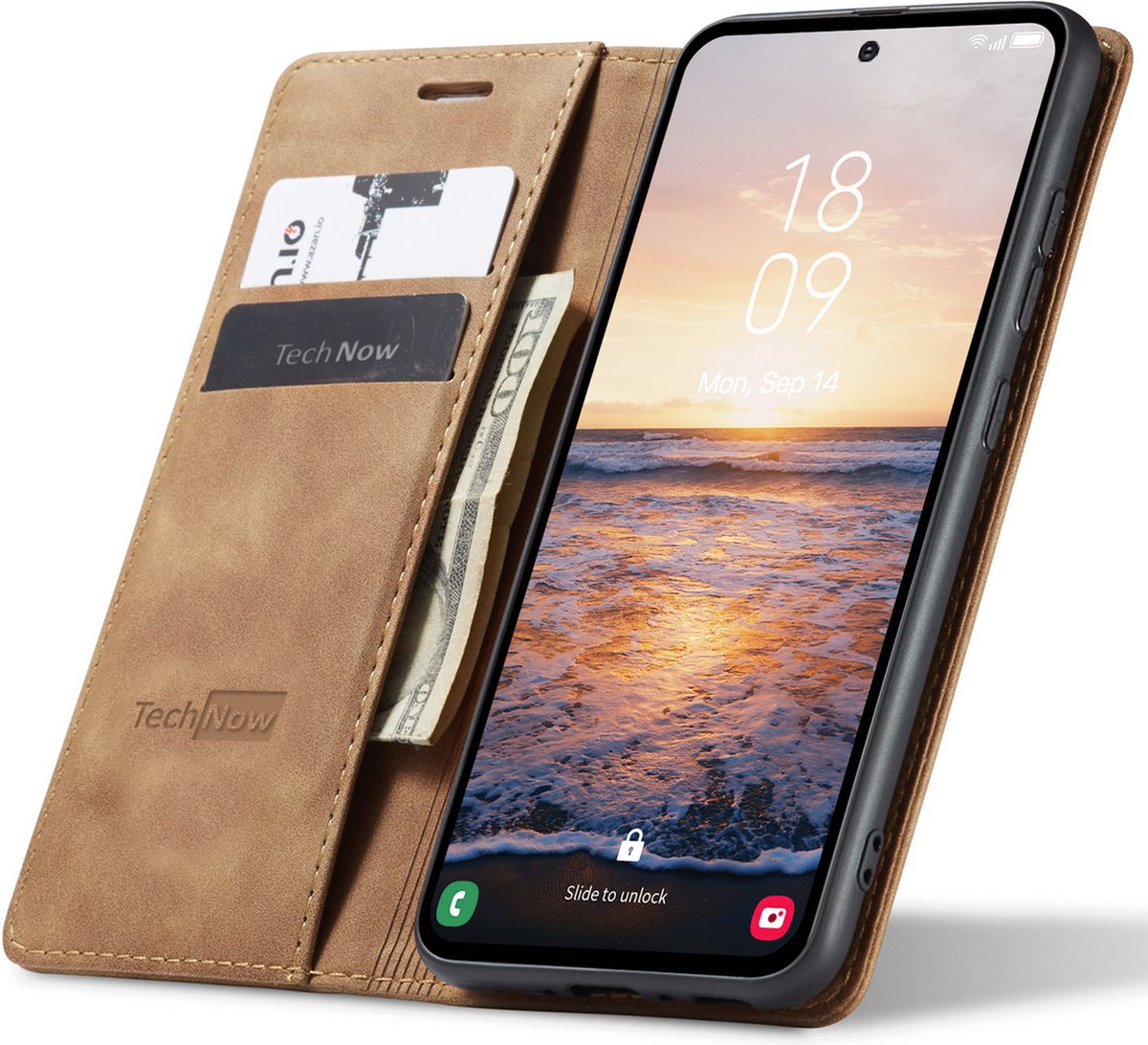 Hoesje geschikt voor Samsung Galaxy A54 - Book Case Leer Slimline Bruin