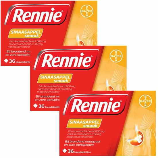 Rennie Sinaasappel Kauwtabletten – 3 x 36 tabletten