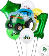 Cijfer ballon 1 jaar Trekker - Boer - Boerderij - Themafeest Ballonnenpakket - Groen - Helium Ballon - Snoes