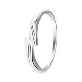 Lucardi Dames Zilveren ring bliksem - Ring - 925 Zilver - Zilverkleurig - 16 / 50 mm