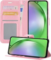 Hoesje Geschikt voor Samsung A54 Hoesje Book Case Hoes Wallet Cover - Hoes Geschikt voor Samsung Galaxy A54 Hoesje Bookcase Hoes - Lichtroze