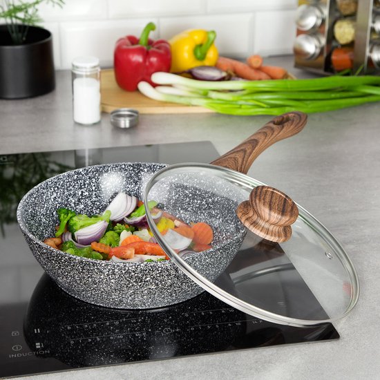 28 cm wok niet-stick roerbakpan voor inductie, gas, halogeen