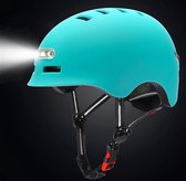 Fietshelm voor volwassenen met LED-verlichting-Met voor- en achterlicht-Skatehelm -Maat-M-54 tot 58cm-Blauw-Helm - LED Verlichting