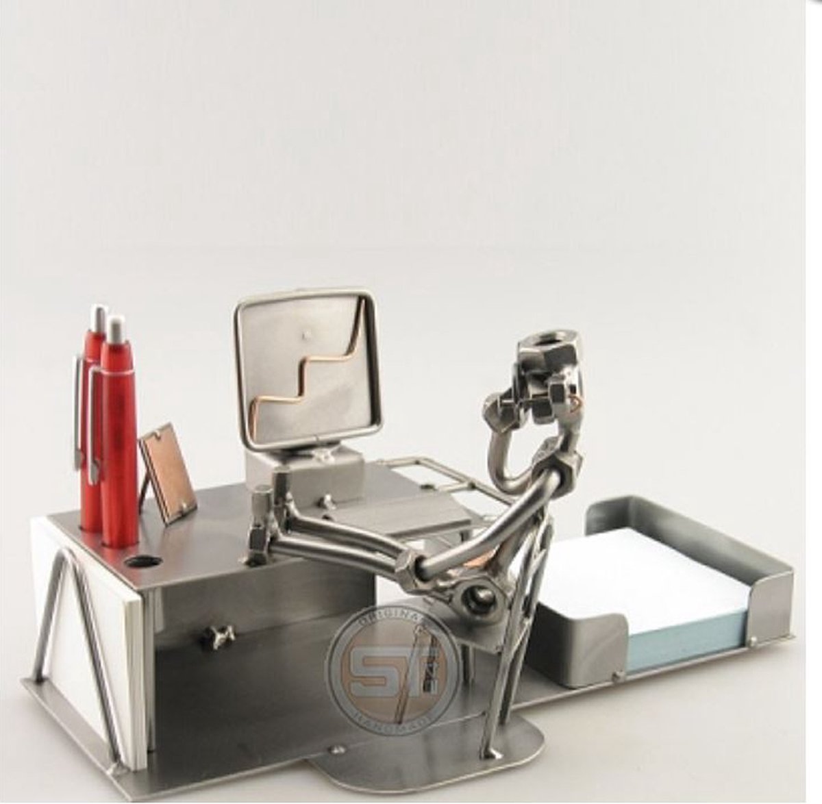 Metalen bureau Set zakenman student - Bureau accessoires Set - moeren en bouten - Office Desk Organizer Set - handgemaakte bureau set - Manager Gift - verjaardags cadeau