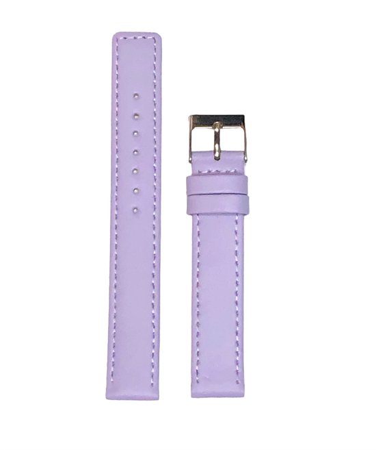 horlogeband-18mm-echt leer-paars-recht-zacht -plat-gestikt-18 mm