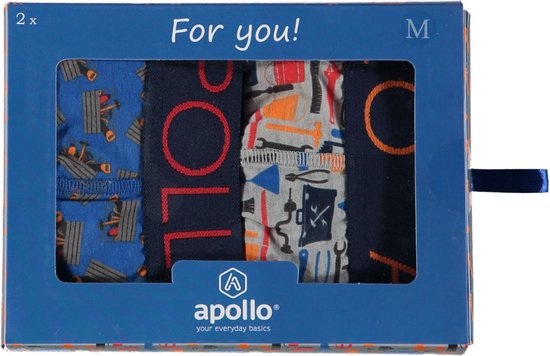 Apollo - Boxershorts heren - Gereedschap - Blauw/Grijs - Maat XL - Geschenkdoos - Gitbox boxershorts - Boxershort jongens - Cadeaudoos - Cadeaudoos vierkant