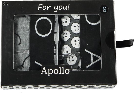 Apollo - Giftbox boxershorts smileys - Geel/Grijs - Maat M - Ondergoed heren - Giftbox mannen - Vrolijke boxeshort - Cadeaudoos - Boxershort jongens