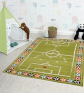 the carpet Beat Soccer Modern zacht kindertapijt, speeltapijt, zachte pool, gemakkelijk te reinigen, voetbalveld, speelveld, groen, 140 x 200 cm