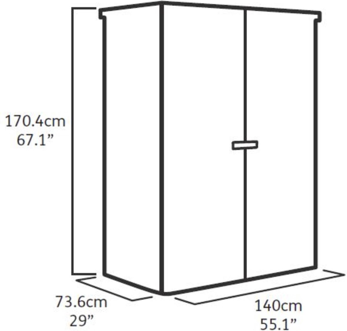 Keter Cortina Alto Tuinkast - 1400L - 140x73,6x170,4cm - Grijs