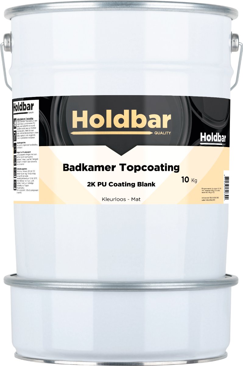 Holdbar Badkamer Topcoating Mat 10 kg - Badkamerverf - Transparant - Glashelder - Tegelverf - Waterdichte Badkamer verf - Ook Toepasbaar in douchecel - Gemakkelijk te reinigen - Mat- Zijde- en Hoogglans - 2 Componenten
