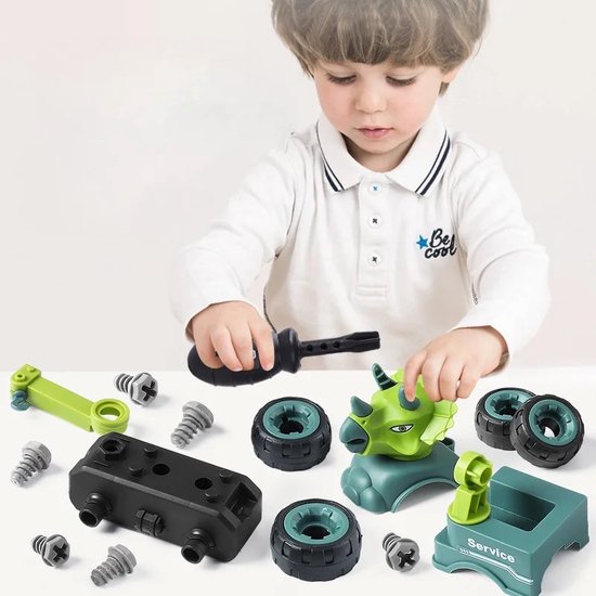 Bouwvoertuigen Dino speelgoedset met bijgeleverde schroevendraaier -  bouwset... | bol.com