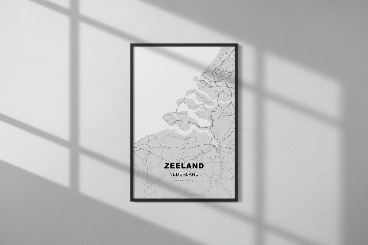 Zeeland, Nederland - Kaart - Stadskaart - Poster - Formaat: 70x50 cm