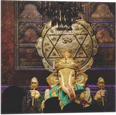 Vlag - Ganesha Beeld in Hindoeïstische Tempel - 50x50 cm Foto op Polyester Vlag