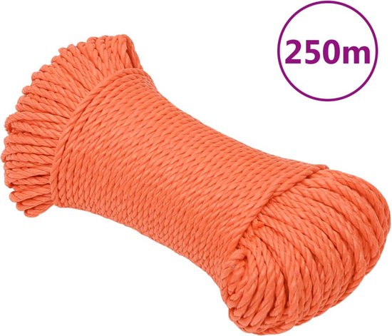 Werktouw 6 mm 100 m polyester zwart