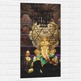 Muursticker - Ganesha Beeld in Hindoeïstische Tempel - 50x100 cm Foto op Muursticker