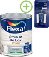 Flexa Strak in de Lak - Watergedragen - Mat - Betongrijs - 750 ml + Flexa Lakroller - 4 delig