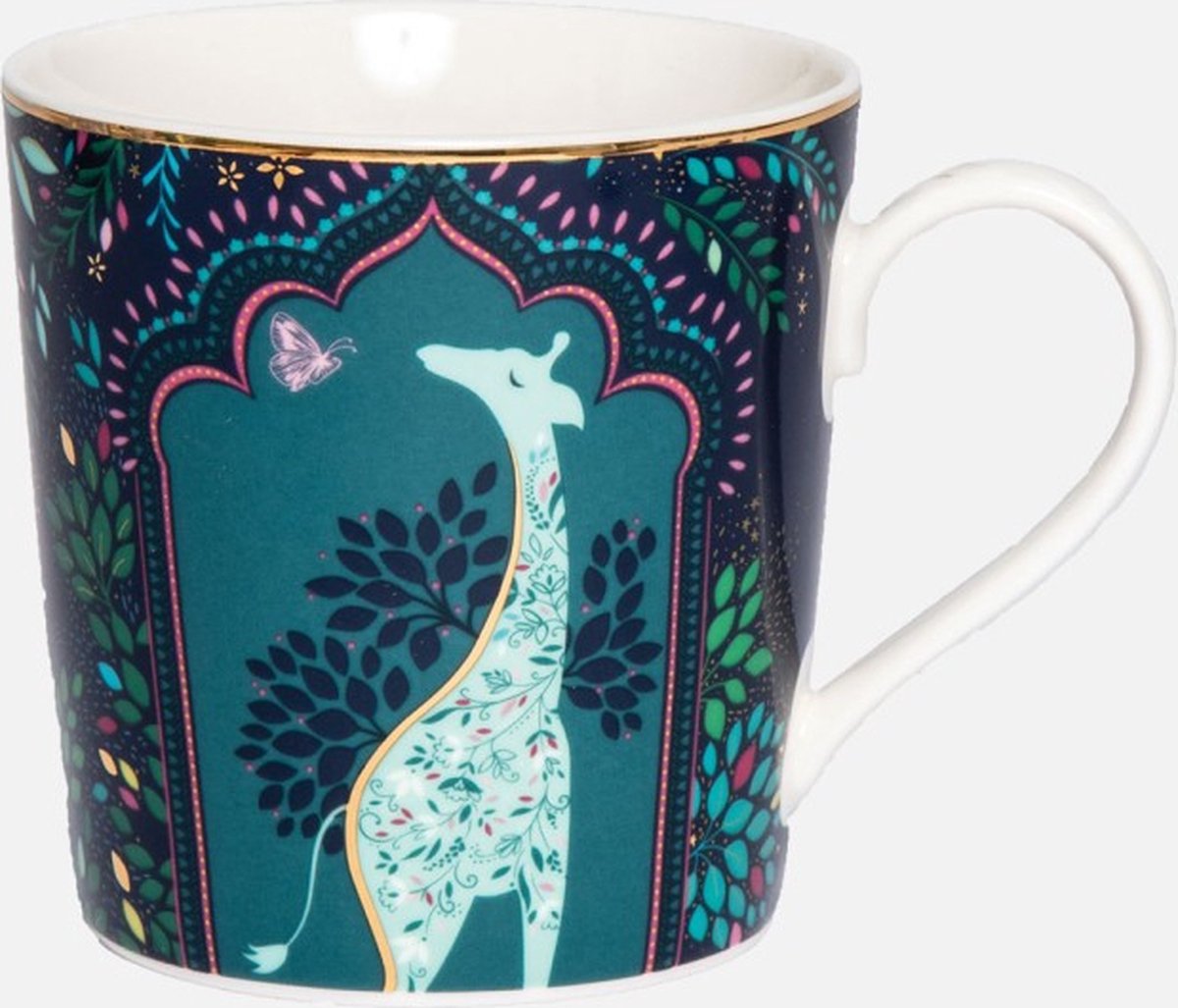 Sara Miller London - India Mug Midnight - Mok - Giraffe - Ø 9,8 cm, H 10,6 cm, 0,34 l