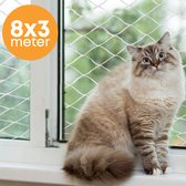 YUGN Kattennet Balkon Kattengaas 8x3M - Katten Net - Katten Omheiningssysteem - Nylon 3x3 CM Maasgrootte