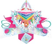 3D Pop-up wenskaart met envelop – Happy Birthday - Rainbow Cake Slice