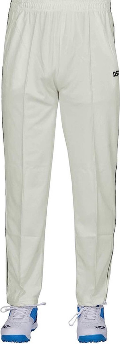 DSC Passion Polyester Cricket Pant, Medium, White/Navy