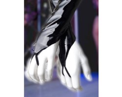 Handschoenen van Datex (Mix latex en stof ) S/M Sexy glimmend kinky fetish accessoire