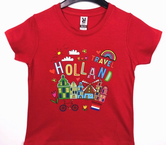 T-shirt rood Holland travel kinderen | Maat 116