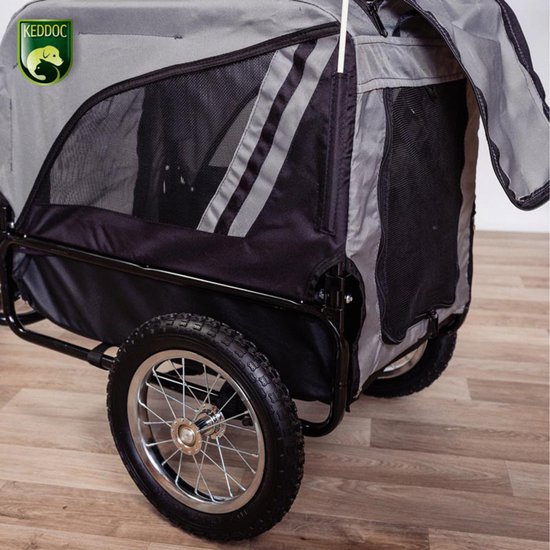 Keddoc Fietskar - Hondenfietskar - 59x43x52 cm Zwart Grijs S