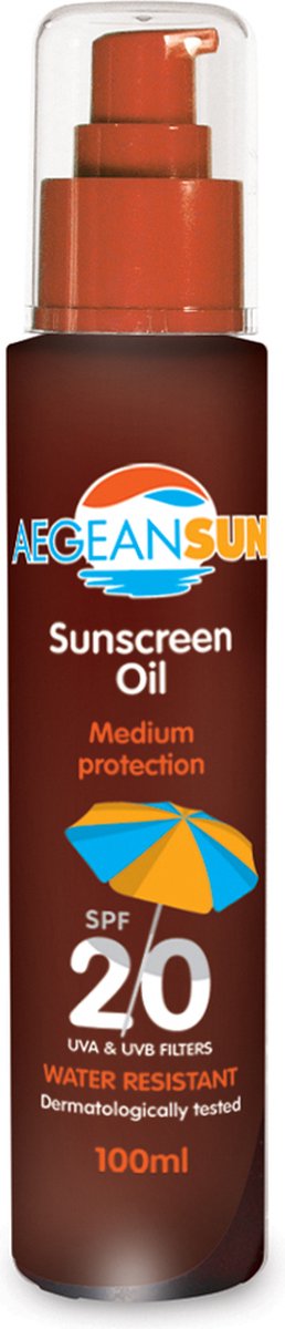 Goedkoopste AegeanSun Natural Sunscreen Oil spf 20 100ml | Huid en Zon bescherming
