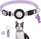 PeekGuard - Kattenhalsband geschikt voor Apple AirTag - Halsband kat met Airtag Houder - Reflecterend & Comfortabel - Veiligheidssluiting & Kras -en waterbestendig - Incl. Adreskoker - Magenta Paars