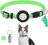 PEEKGUARD© - Kattenhalsband geschikt voor Apple AirTag - Halsband kat met Airtag Houder - Reflecterend & Comfortabel - Veiligheidssluiting & Kras -en waterbestendig - Incl. Adreskoker - Zomer Groen