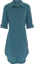 Knit Factory Kim Dames Blousejurk - Lange blouse dames - Blouse jurk groen - Zomerjurk - Overhemd jurk - S - Laurel - 100% Biologisch katoen - Knielengte