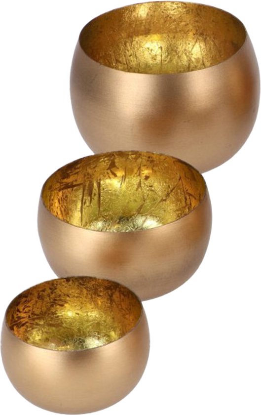Theelichthouder voor Waxinelichtjes - Set van 3 - Theelichtjes - Goud - Decoratie - Waxinelichthouders - Kaarsenhouder - Gold - Tijdelijk met Cadeau