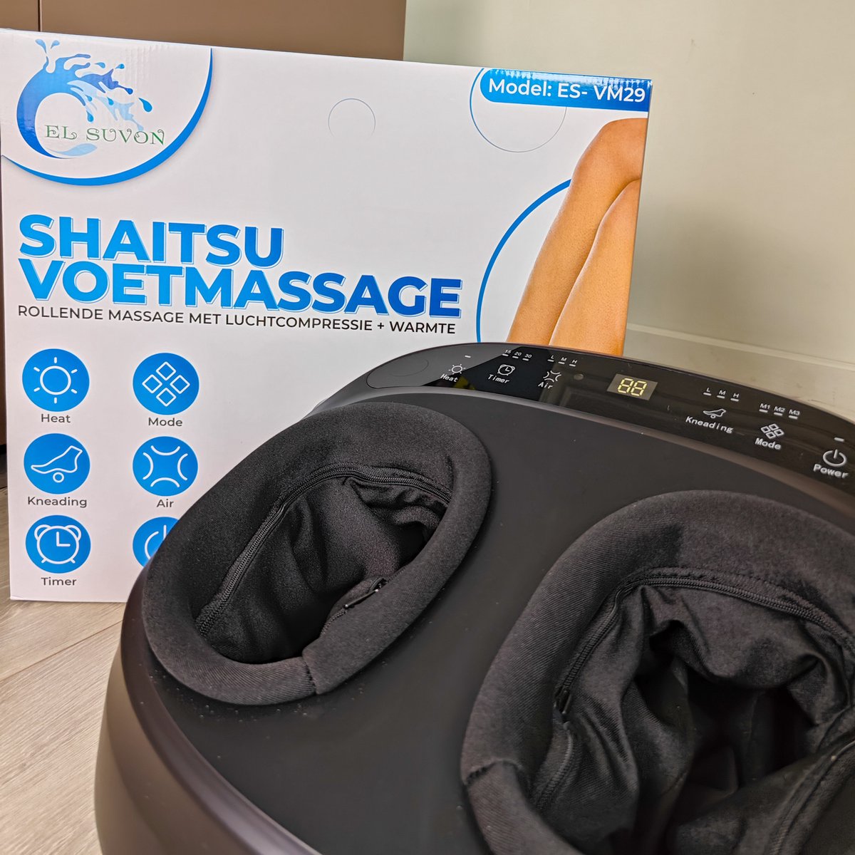 Afbeelding 2 van El Suvon Shiatsu Voetmassage apparaat - Voetmassage - Voetmassage Apparaat met Luchtcompressie en Infrarood Warmte - Voor Verbeterde Bloedcirculatie - Afstandsbediening