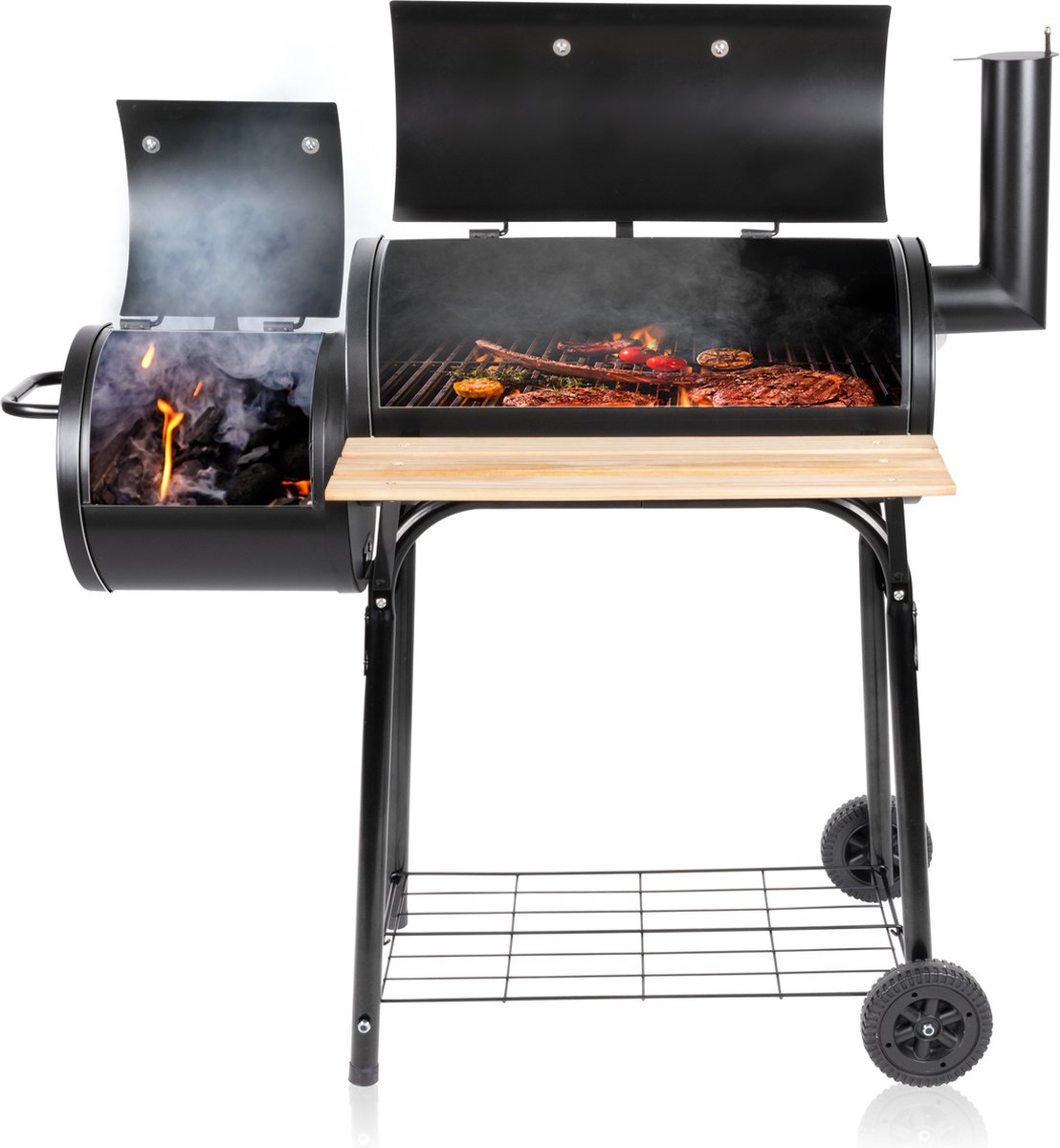 BBQ Collection 2-in-1 Smoker BBQ - Houtskool Barbeque - Buitenkeuken Barbecue - Grill en Smokerbarbecues - 104 x 58 x 114 cm - BBQ Collection