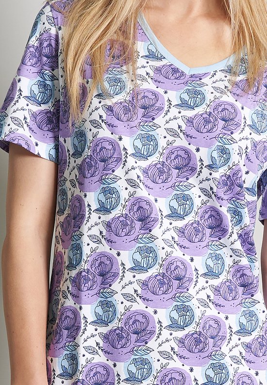 Chemise de nuit pour femme Gotzburg - Manches courtes - Floral - Taille 44