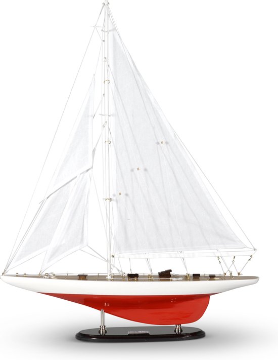 Authentic Models - J-Yacht ‘Ranger’ 1937 - boot - schip - miniatuur zeilboot - Miniatuur schip - zeilboot decoratie - Woonkamer decoratie - Rood