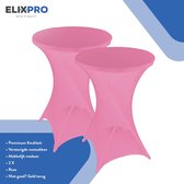 ElixPro - Jupe de table debout Premium rose 2x - ∅80 x 110 cm - Jupe de table - Housse de table debout - Couvertures de table pour table debout - Housse de table debout - Extra épaisse pour un look Premium