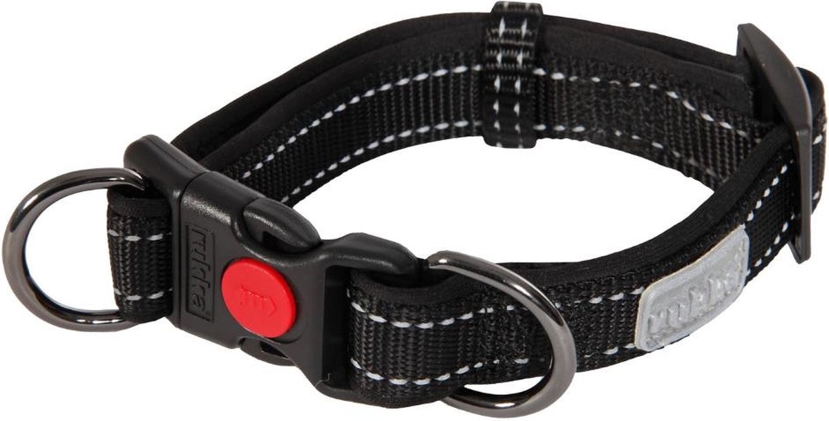Rukka Pets Solid Collar - Lichtgewicht halsband voor honden - Gewatteerd met Neopreen - Met Veiligheidsslot - Zwart of Turquoise - Maat XS/S/M/L - Kleur: Zwart, Maat: Large