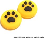 Nintendo Switch & Lite | 1 Set = 2 Thumbgrips | Hondenpootjes | Geel met Zwart