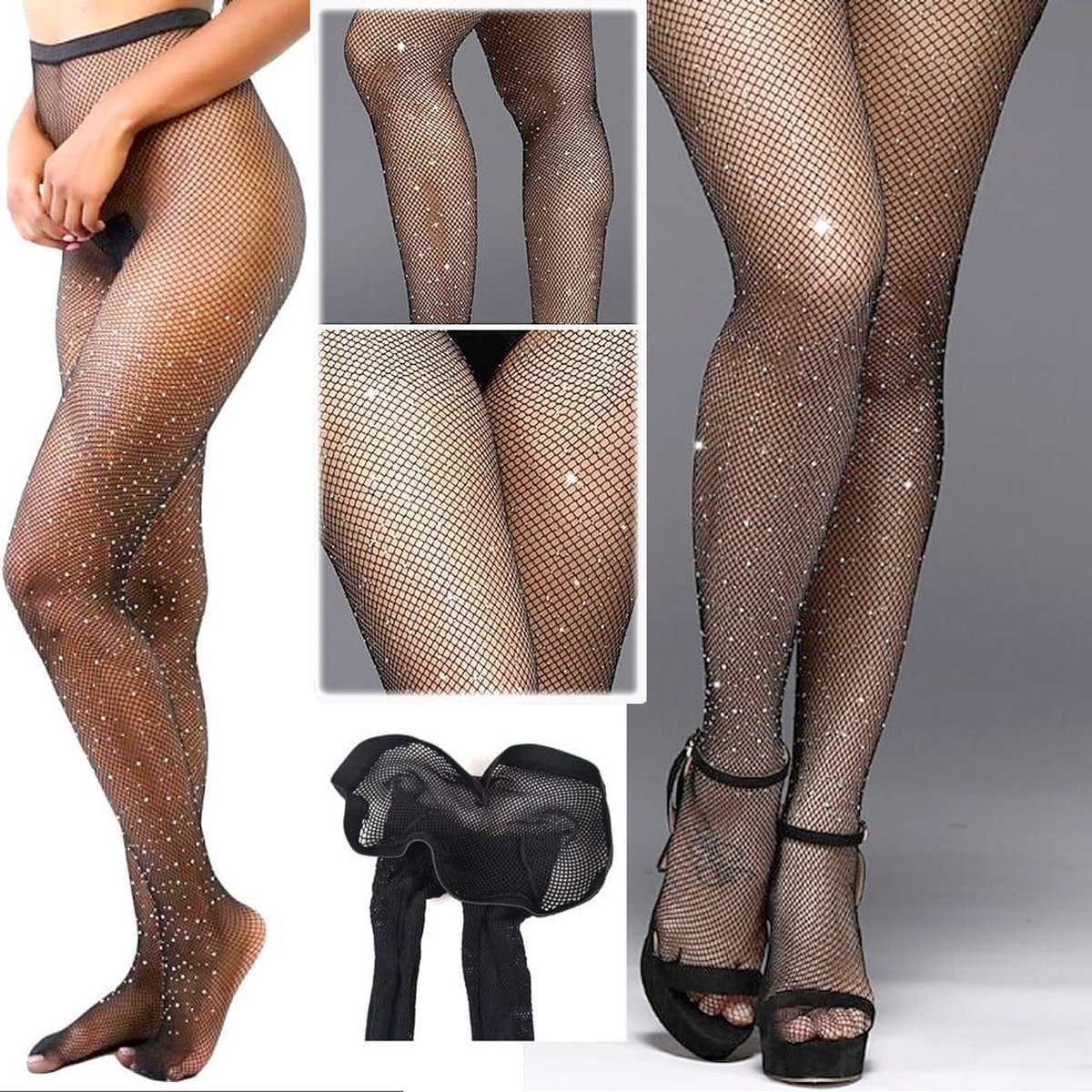 paar Het beste winkel Comfortabele dames panty met strass steentjes zwart One Size | bol.com
