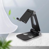 Zwart-Tablet Houder Opvouwbaar/Inklapbaar - Telefoon, iPhone & iPad Standaard voor Bureau of Tafel -Zwart