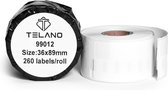 TELANO® 2 stuks Dymo Compatibel Labels Wit 99012 - 89 x 36 mm - 260 labels per Rol - Verzendetiketten - Adresetiketten S0722400