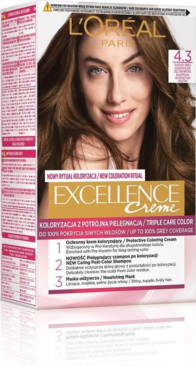 L'Oreal - Excellence Creme Hair Dye 4.3 Golden Brown